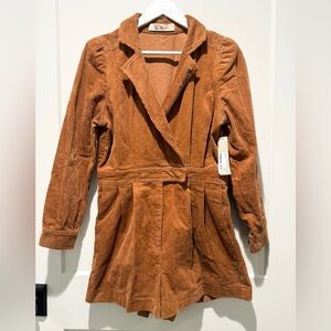 Love you bunches brown corduroy shorts romper size M NWT